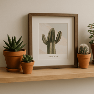 Floating Cactus Art Frame in Dark Brown - Future Decor