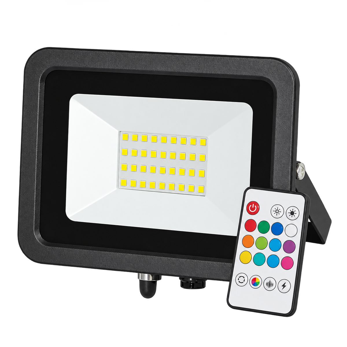 20W RGBW LED flood light with remote, transparent background