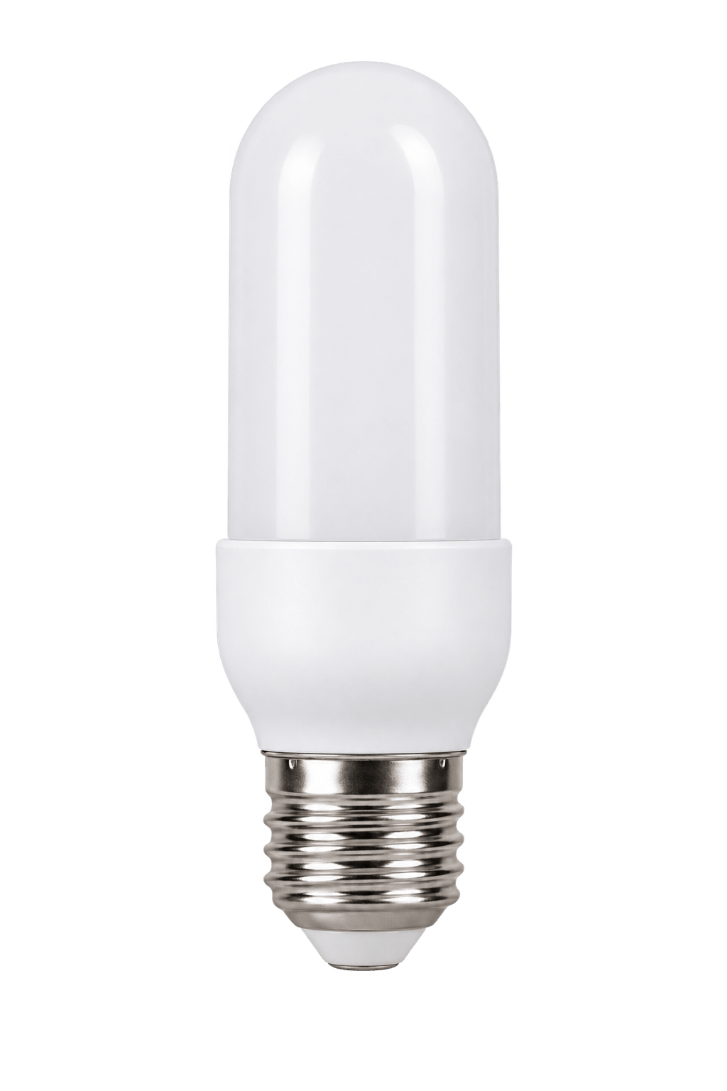 Frosted 16W LED corn bulb with silver E27 base on a transparent background