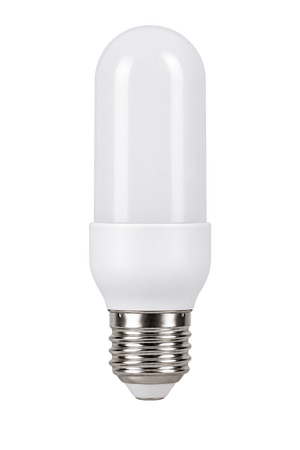 Frosted 16W LED corn bulb with silver E27 base on a transparent background