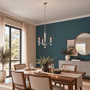 Hadley Chrome Chandelier 3 Arms shown installed in a lifestyle setting