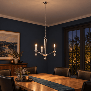 Hadley Chrome Chandelier 3 Arms shown installed in a lifestyle setting