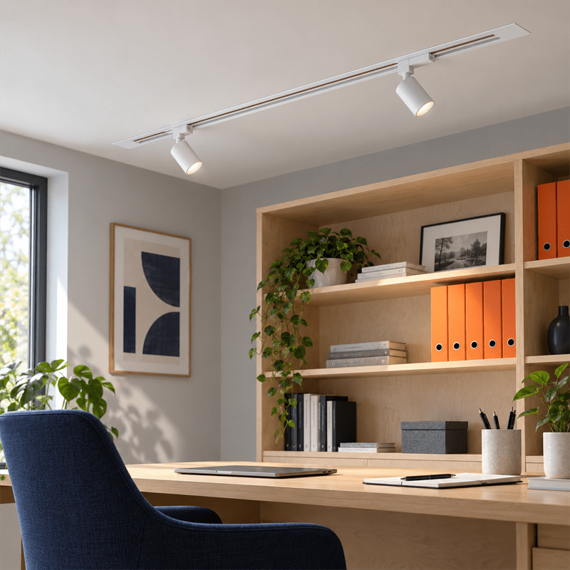 3-Wire Recessed Track Light White - White / 1m shown installed in a lifestyle setting