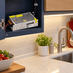 80W LED 12V Power Supply for Strip Light shown installed in a lifestyle setting