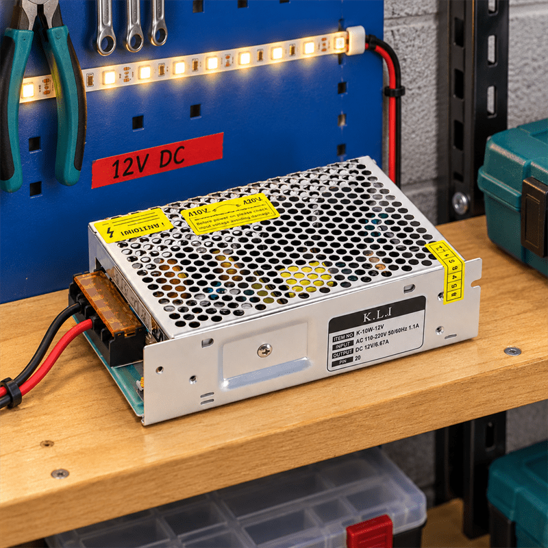 80W LED 12V Power Supply for Strip Light shown installed in a lifestyle setting