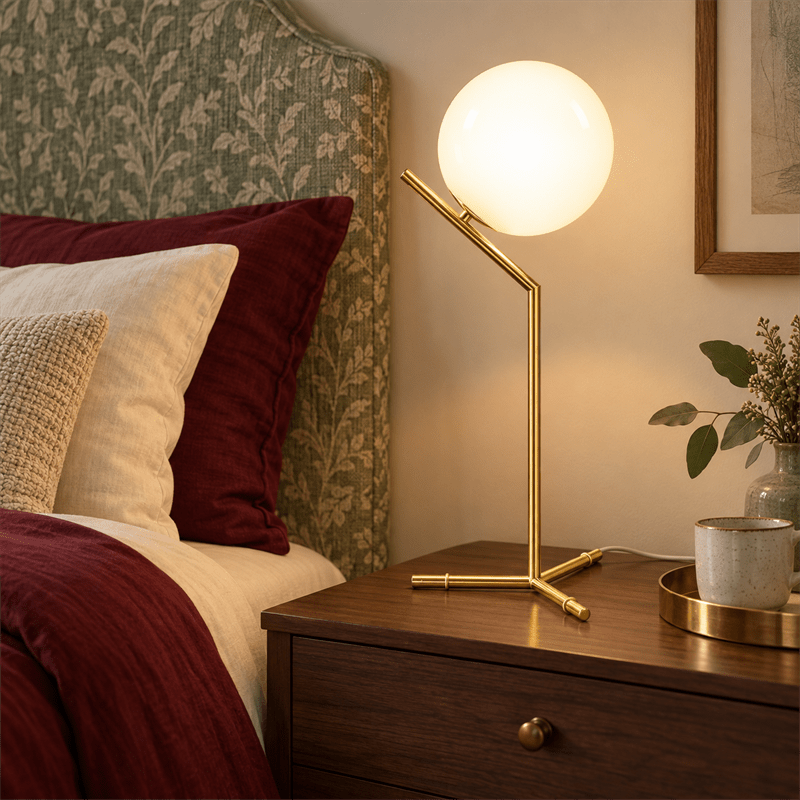 Oliver Gold Opal Glass Table Lamp shown installed in a lifestyle setting
