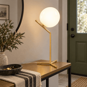 Oliver Gold Opal Glass Table Lamp shown installed in a lifestyle setting
