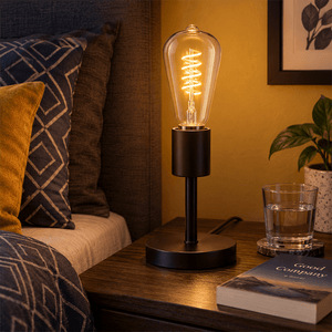 4W Dimmable Clear T64 Filament LED Bulb – E27, 2700K Warm White shown installed in a lifestyle setting