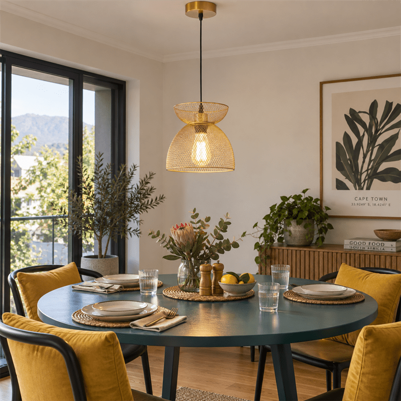 Sophia Gold Pendant Light shown installed in a lifestyle setting