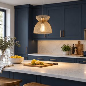 Sophia Gold Pendant Light shown installed in a lifestyle setting