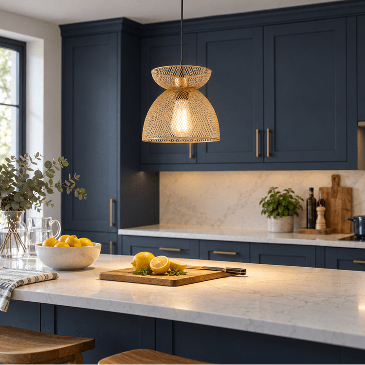 Sophia Gold Pendant Light shown installed in a lifestyle setting