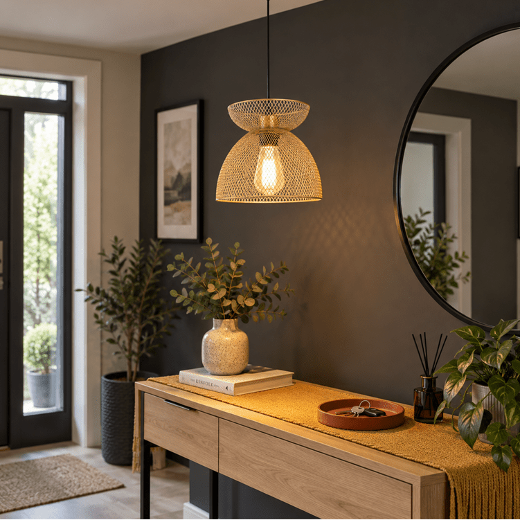 Sophia Gold Pendant Light shown installed in a lifestyle setting