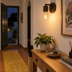 4W Dimmable Clear A60 Filament LED Bulb – E27, 2700K Warm White shown installed in a lifestyle setting