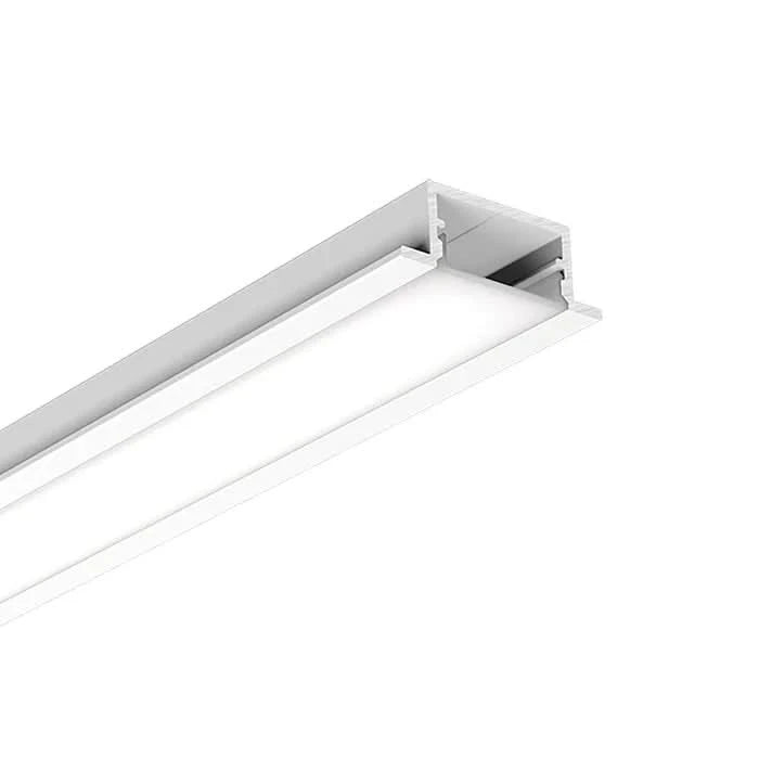 20x10mm recessed aluminium LED extrusion profile with frosted diffuser, showcasing sleek design.