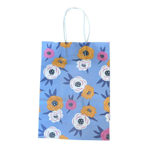 Garden Rose Blue Floral Small Gift Bag - 12 Pack - Future Decor