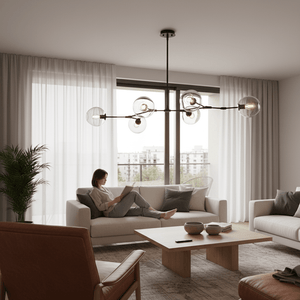Black & Smoke Glass 6 Light Molecule Horizontal Pendant - additional product image