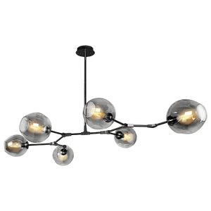 Black & Smoke Glass 6 Light Molecule Horizontal Pendant