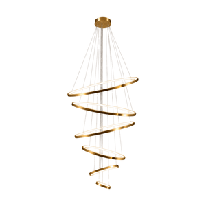 Gold Mega Ribbon LED Pendant Light on white background