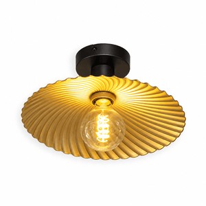 Golden shell ceiling fitting on a white background