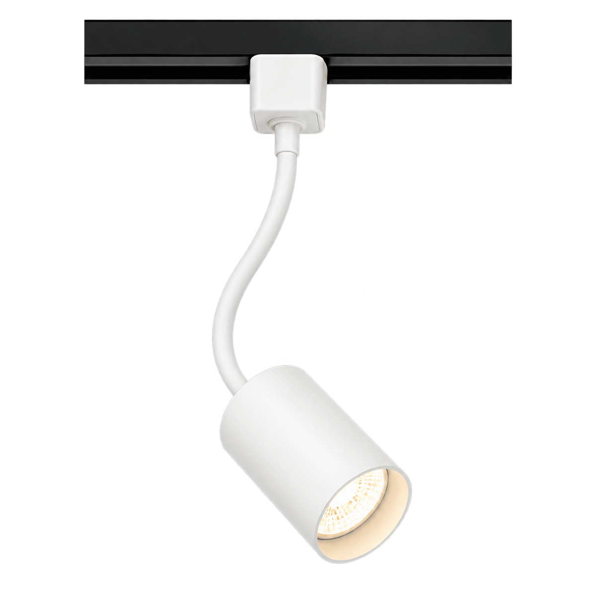 White Flexible Gooseneck 3 Wire Track Spotlight product image on a transparent background