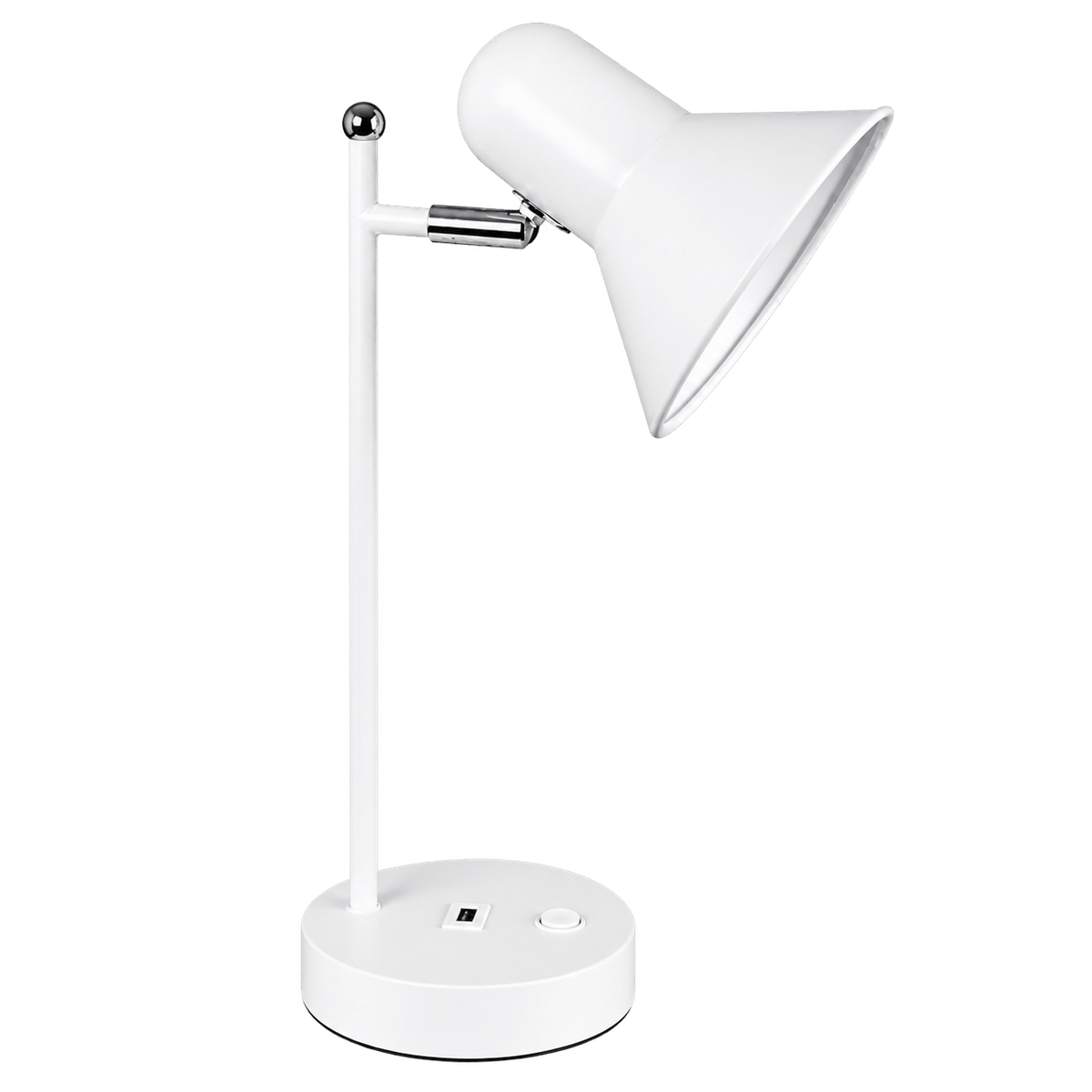 White Desk Lamp with USB Charger