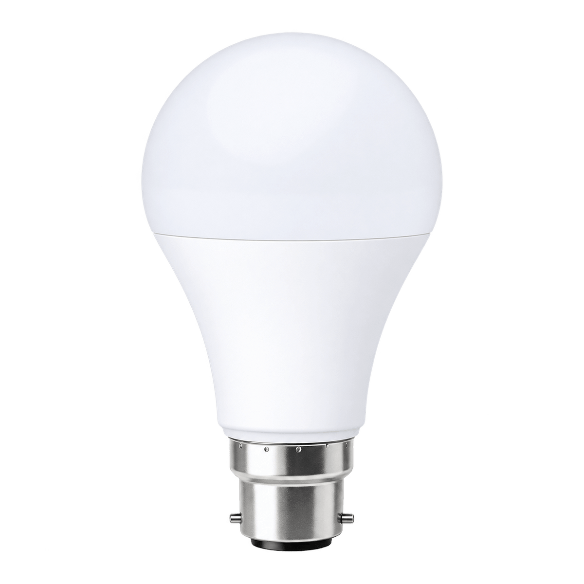 A 15W LED bulb with a rounded white top and a silver B22 base, displayed against a plain background.