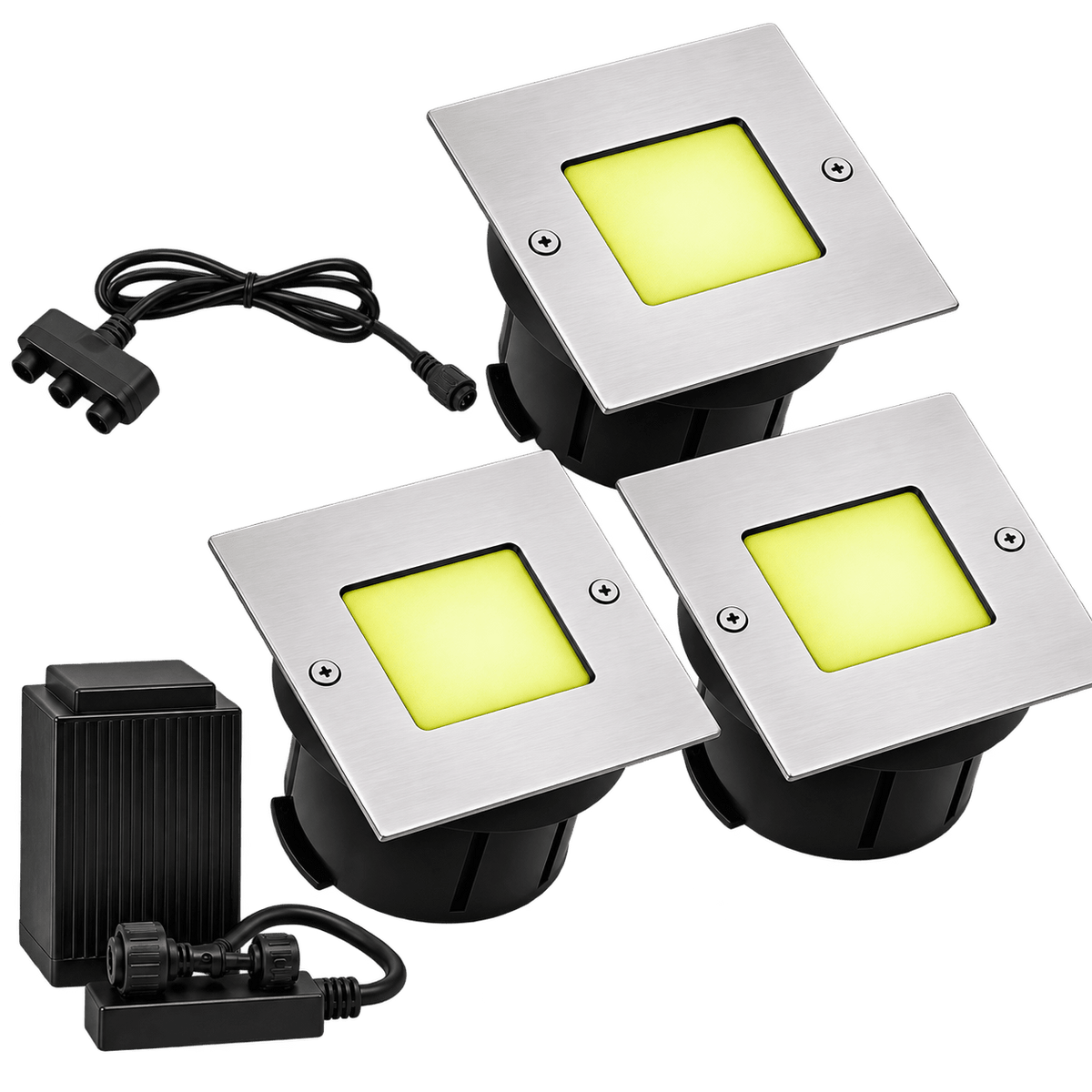 LED Deck Light - Square 3 Light Kit - Yellow