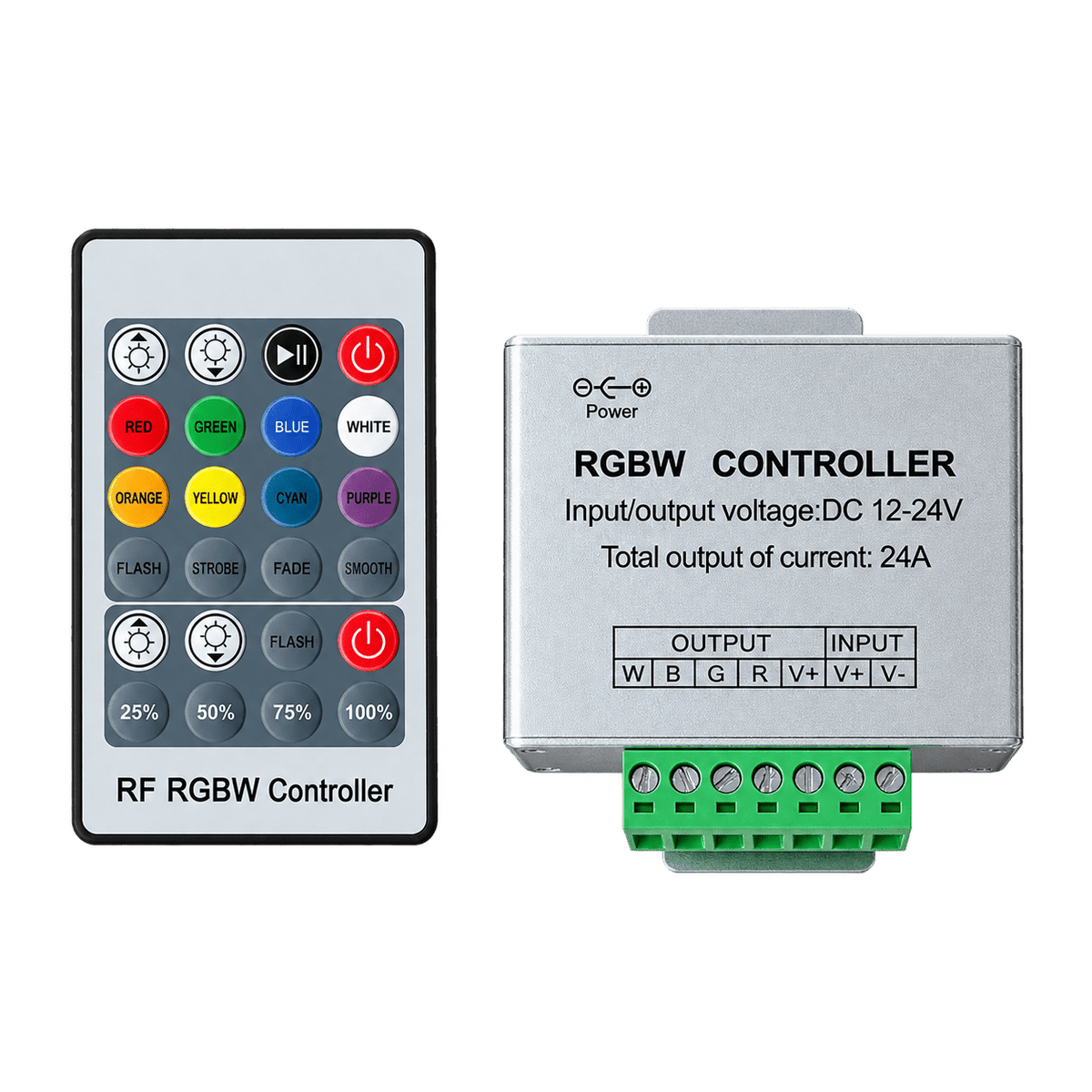 RGBW Controller with Remote for 12V/24V Strip Lights
