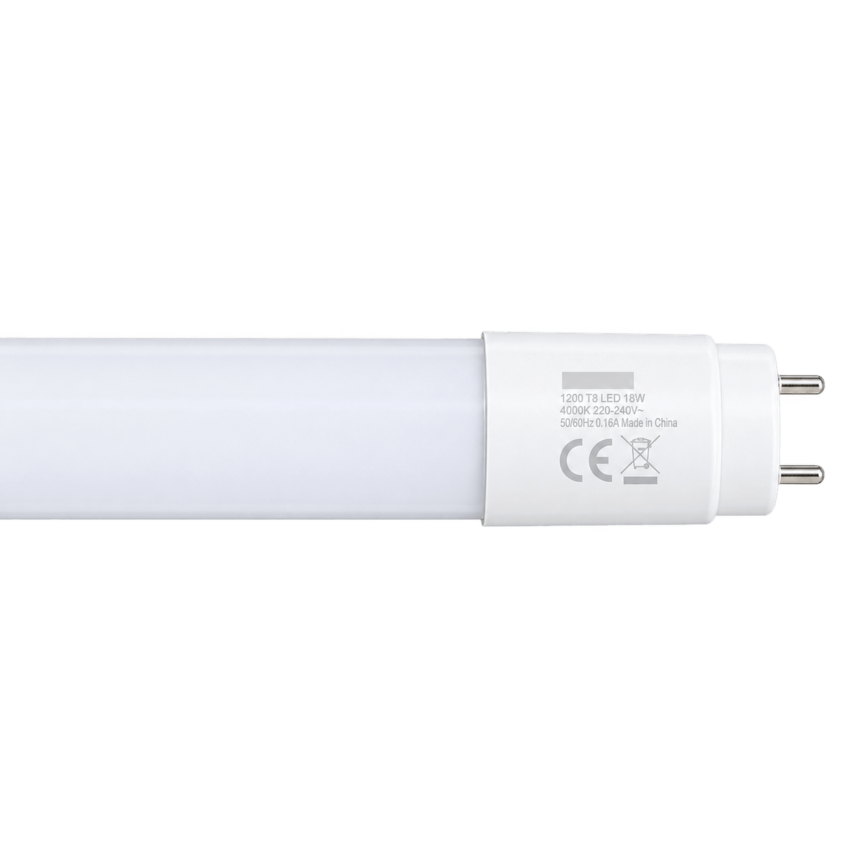 T8 LED plastic tube, 1200mm, 18W, Cool White (4000K)