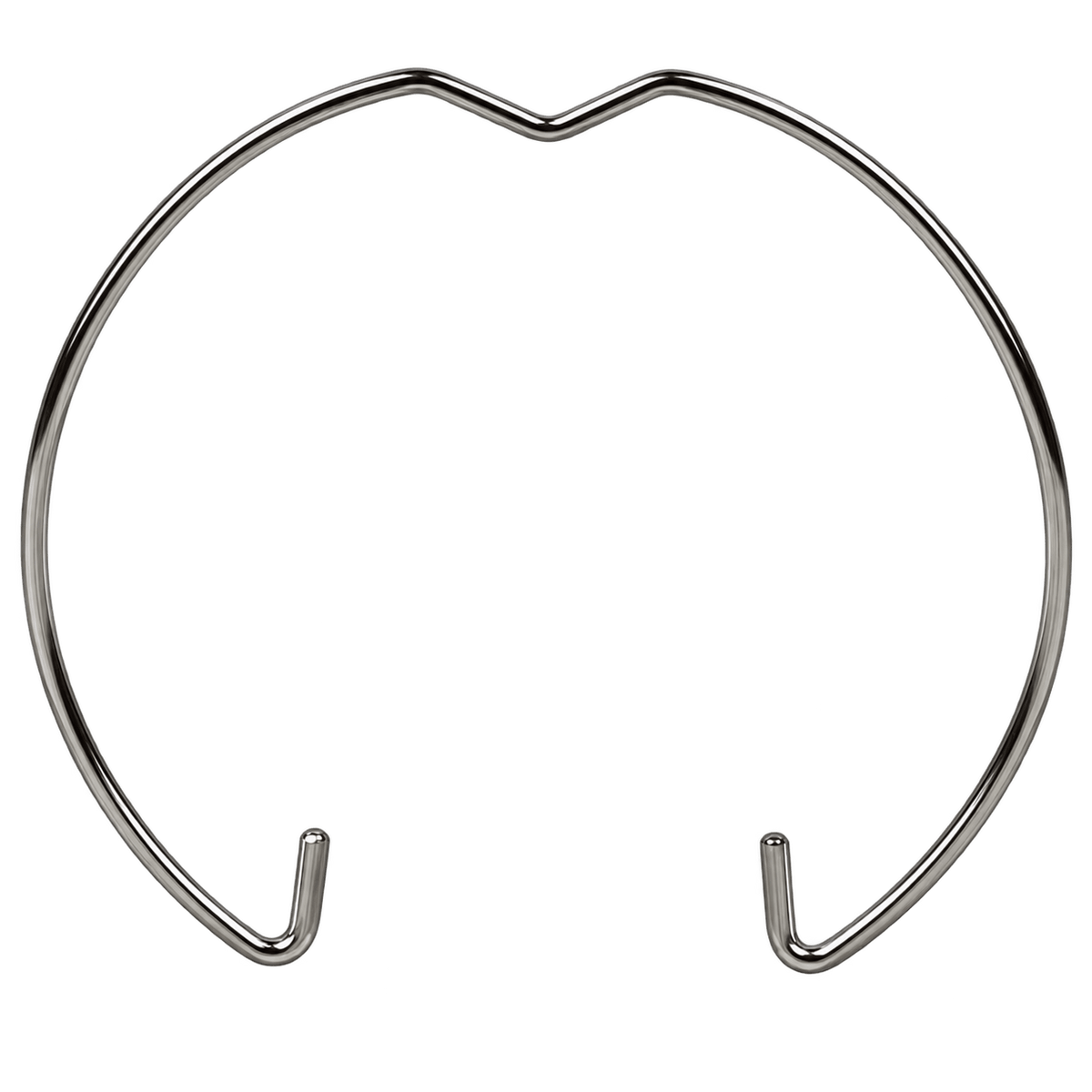 Silver metal MR16/GU10 holder clip with a rounded shape and two open ends, displayed against a white background.