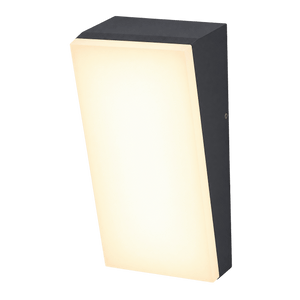 A black rectangular bulkhead light with a frosted white diffuser, angled for a modern look.