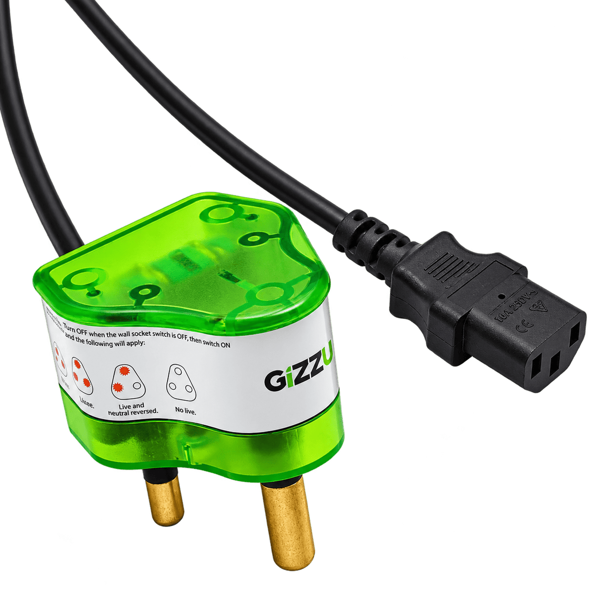 Gizzu 10A Surge-Protected IEC Power Cable, 1.5m
