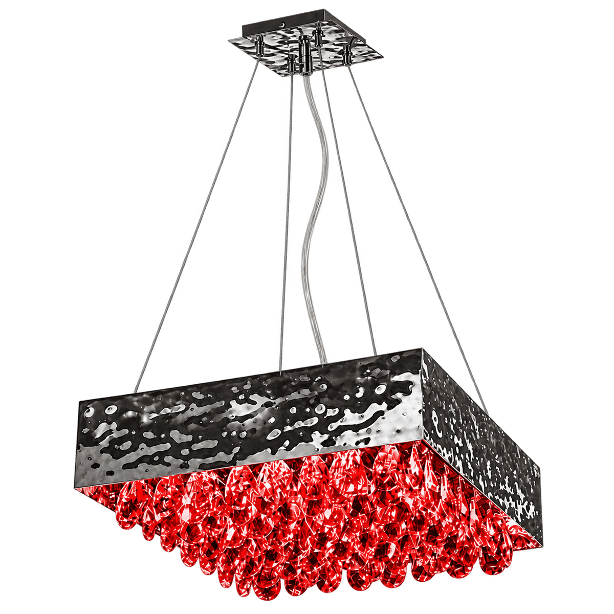 6-Light G9 Large Red Magma Crystal Chandelier