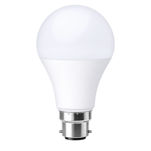 A 15W LED bulb with a white, rounded top and a silver B22 base, set against a plain background.