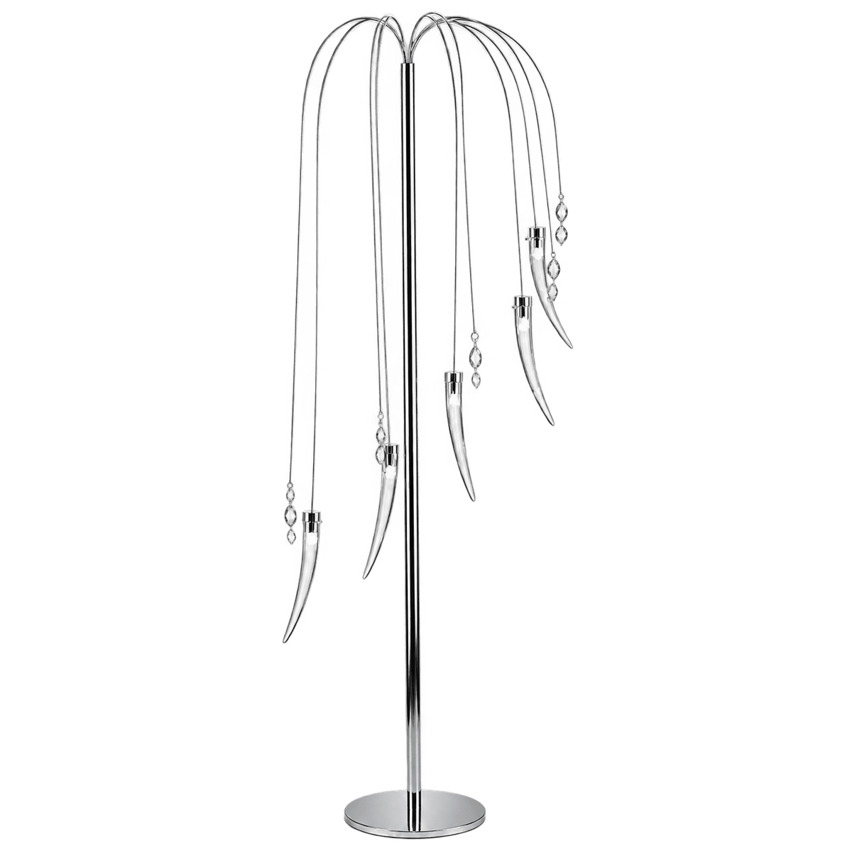 5-Light Chrome & Clear Glass Floor Lamp with Foot Switch