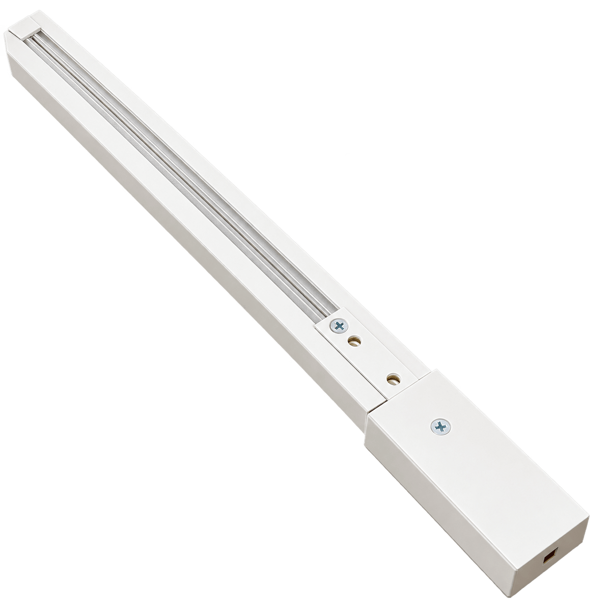 White 3 wire track, 1500mm long, featuring a smooth finish and two visible screws on one end.