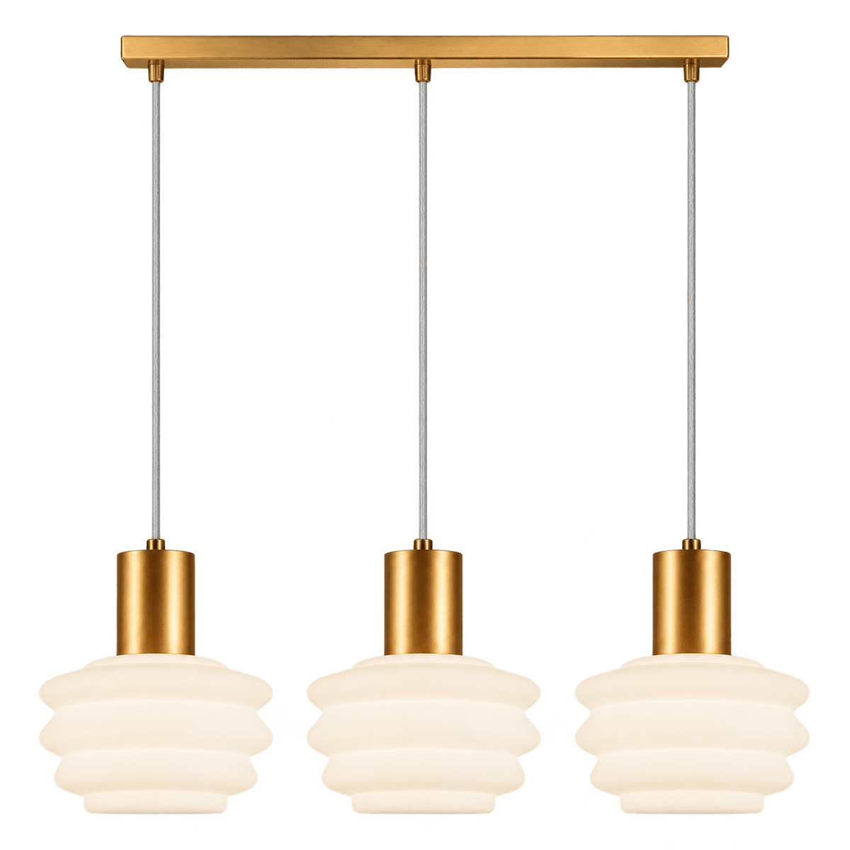 White & Brass Beehive Trio LED Pendant Light