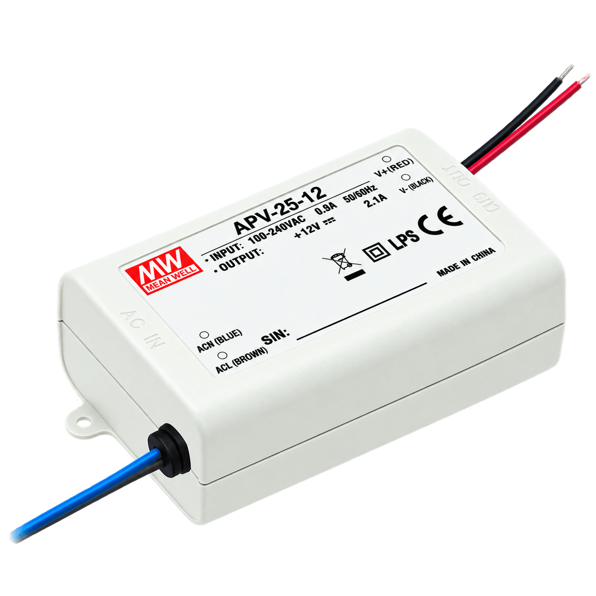 LED Power Supply - Meanwell - 12VDC - 25W