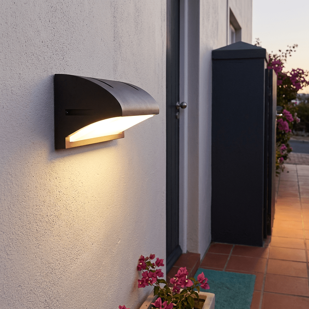 Curved Black Matt LED Outdoor Wall - Coastal