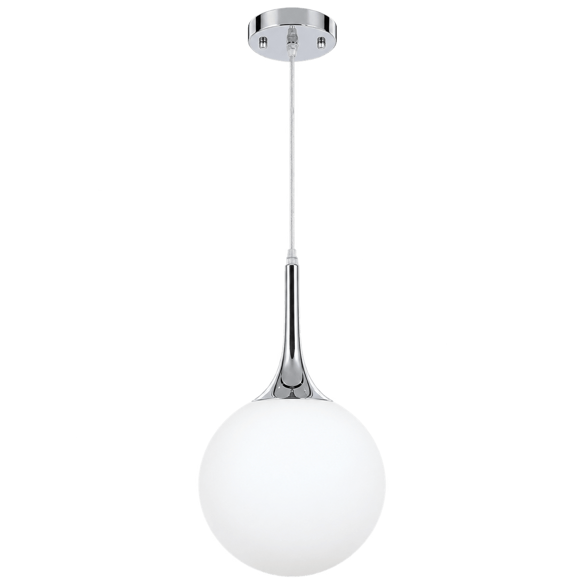 Chrome Pendant Light - Opal Glass