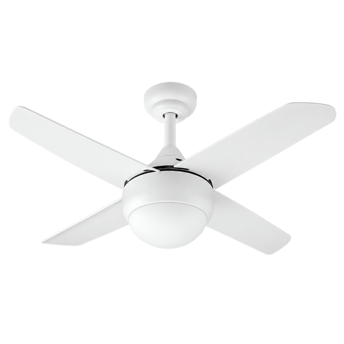 Matt White Ceiling Fan - Opal Glass Shade