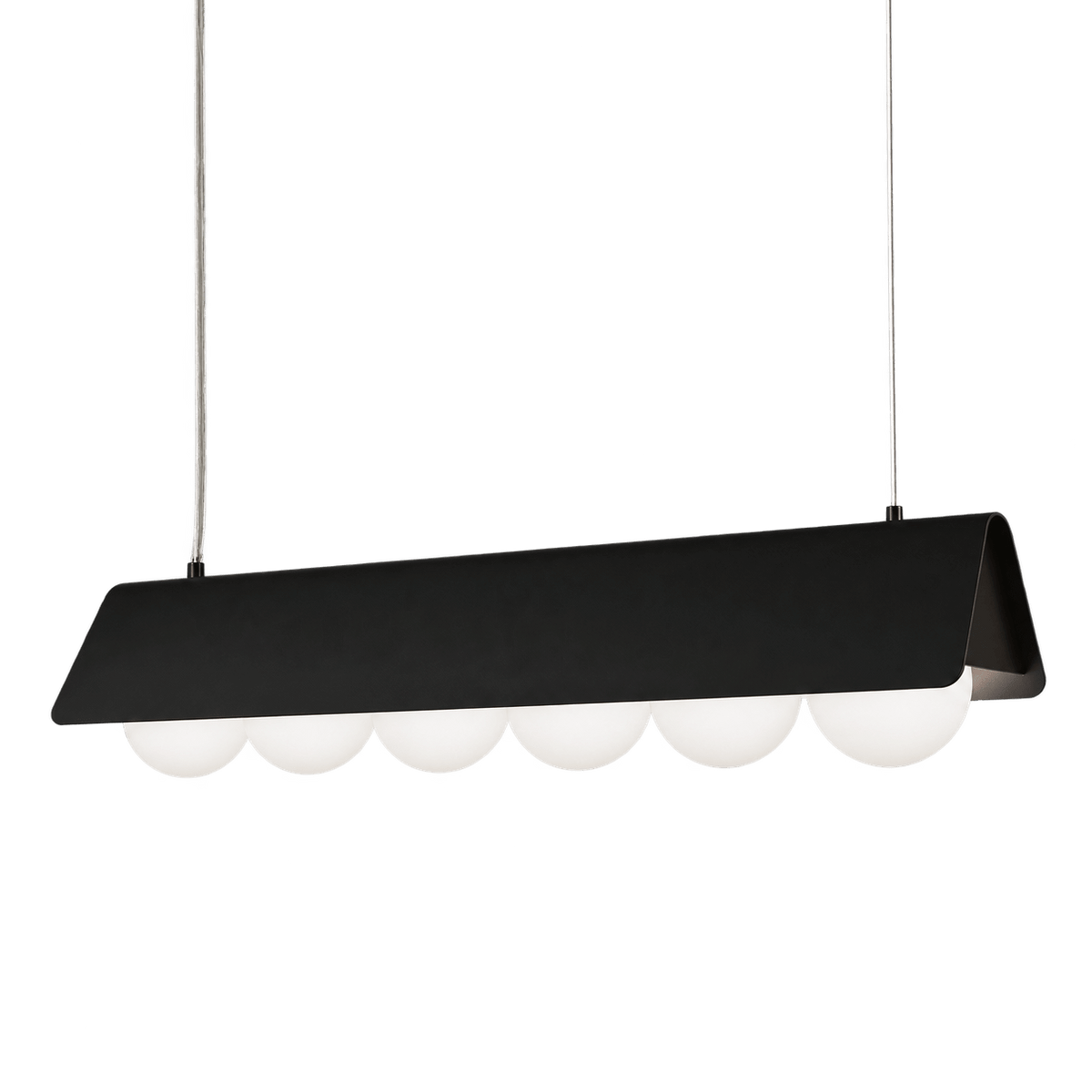 6-Light Linear Pendant Light - Black & Opal Glass
