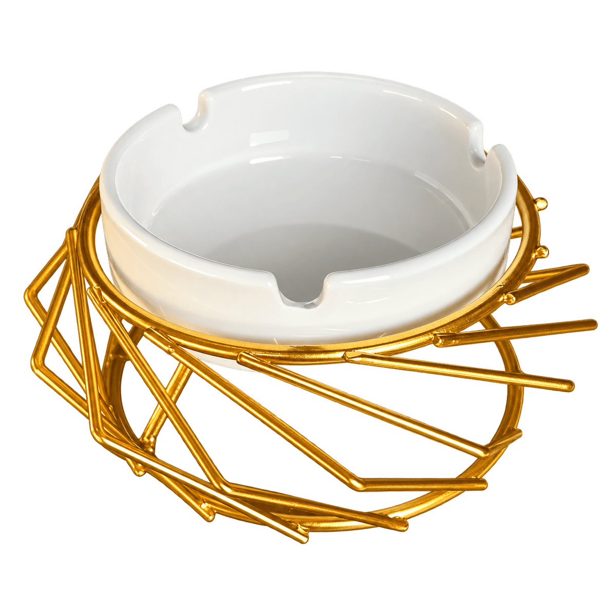 Ashtray - Gold Stand & White Bowl