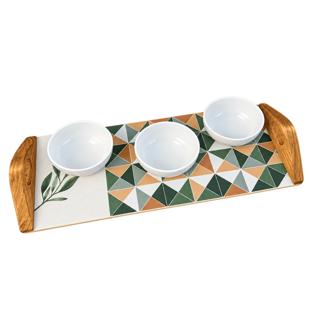 Olive Leaf Neutral Platter Set