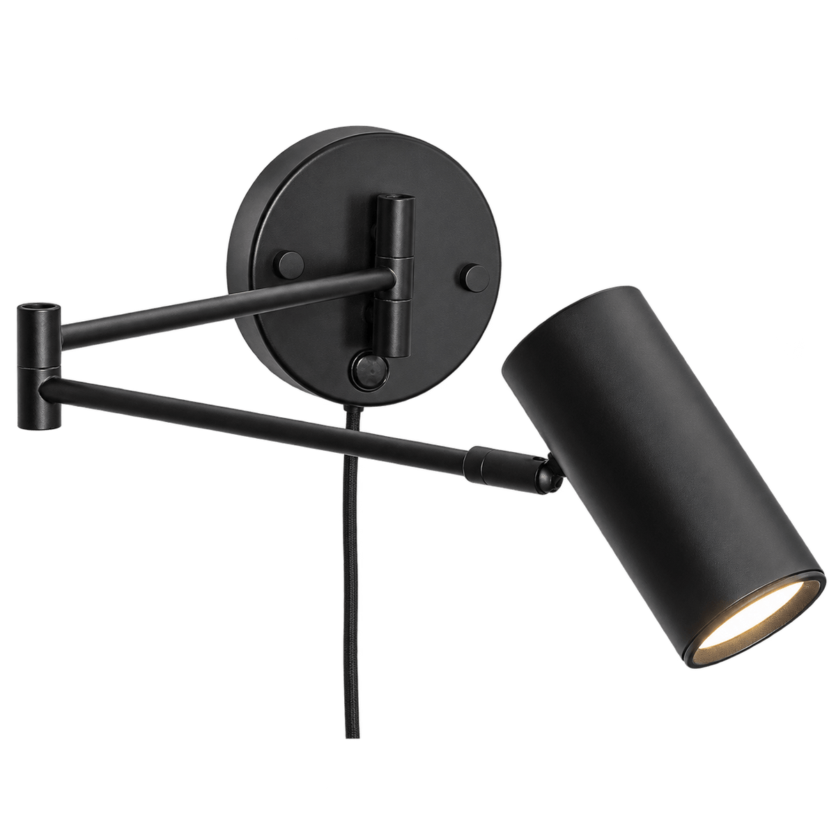 Adjustable Black Wall Bracket - Plug-In with Swivel Head