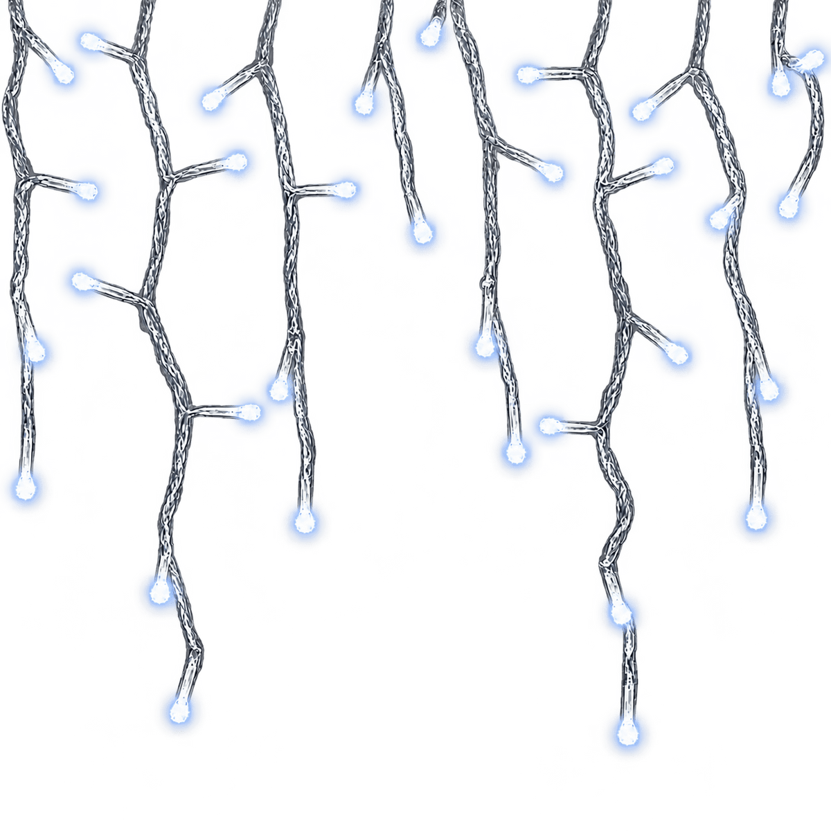 Twinkling Icicle Lights - Cool White 5m Width - Green