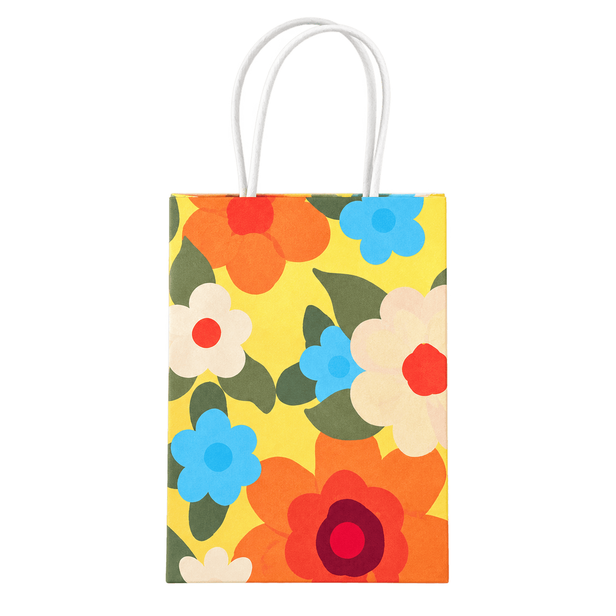 Small Floral Gift Bags Set - 12 Pack, Yellow