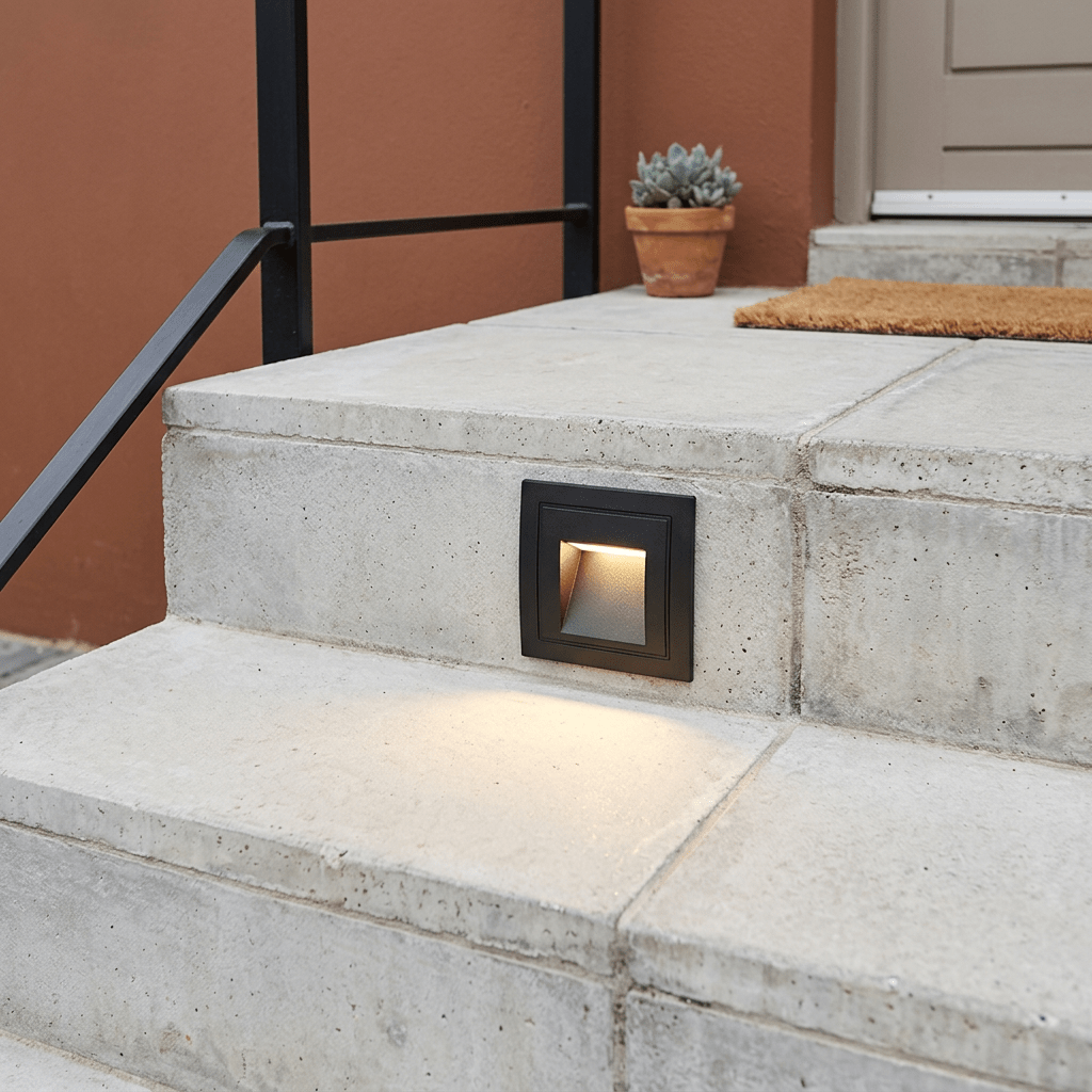 Black LED Recessed Step Light - IP54 Warm White