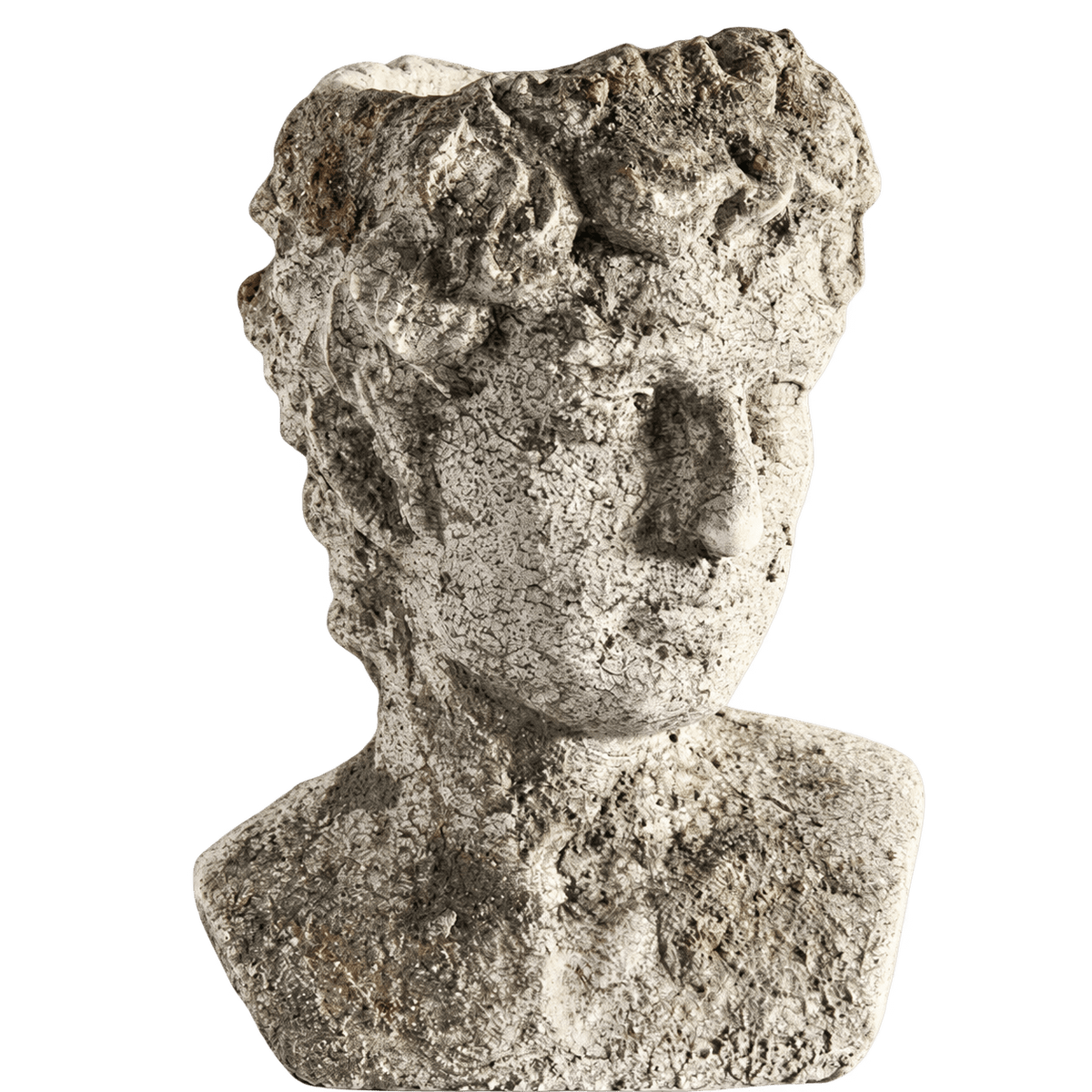 Large Rough Ceramic Grey Male Bust