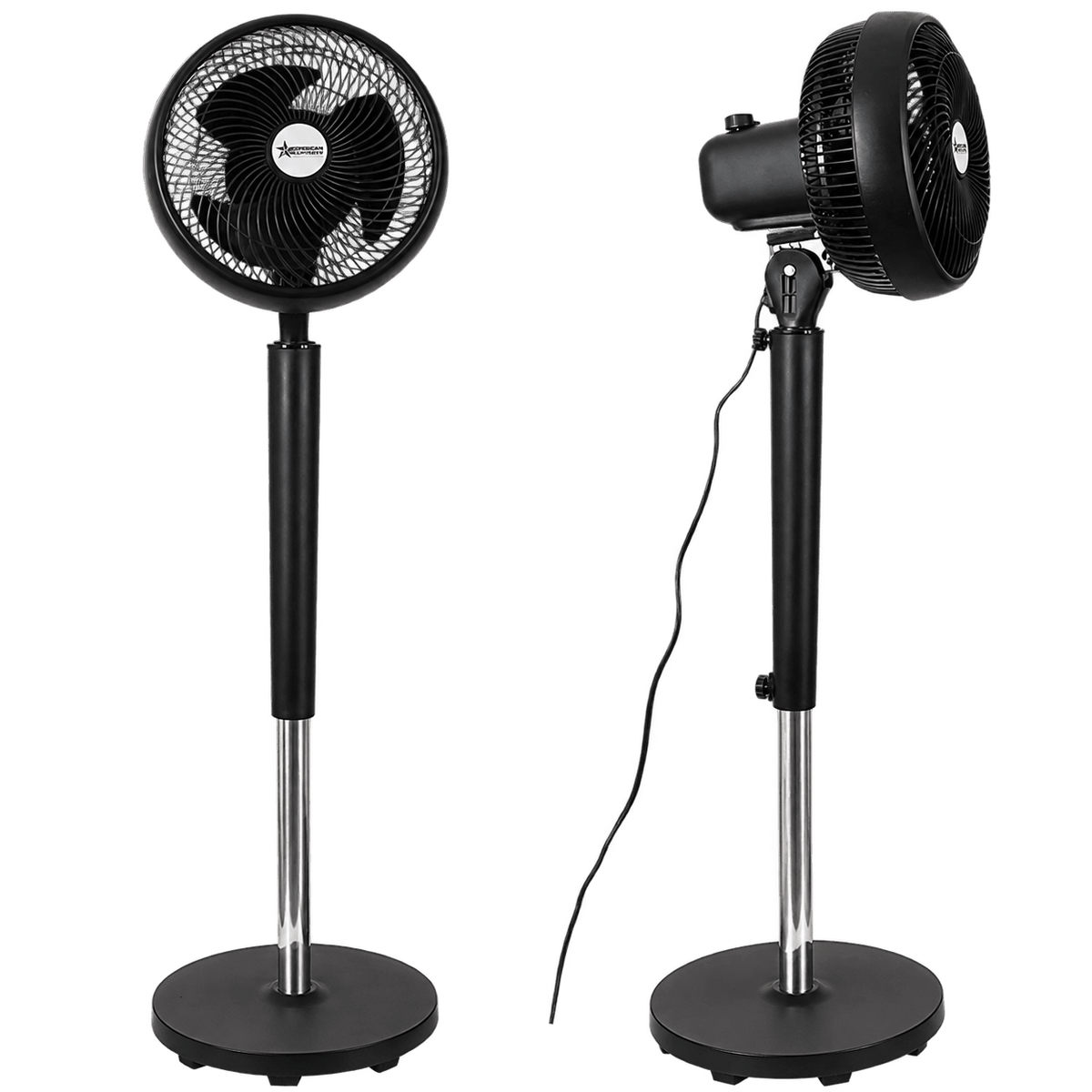 Black Floor Fan Adjustable Tilt 3-Speed